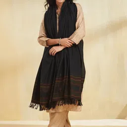 Fabindia Woven Design Woollen Tasselled Shawl-image-27