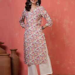 Anouk Rustic Floral Printed V-Neck Straight Kurta-picture-42