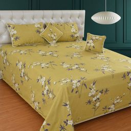 MORADO Floral Printed 210 TC Double King Bedsheet With 2 Pillow Covers & 2 Filled Cushions-picture-26