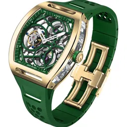 ZEROO Unisex Skeleton Dial & Leather Straps Analogue Watch ZT004GGR image 4