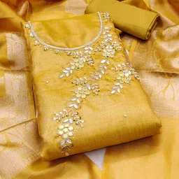 ASISA Floral Embroidered Mirror Work Unstitched Dress Material-picture-19