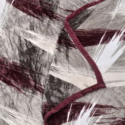 Arrabi Brown & White Geometric Fleece Mild Winter 300 GSM Double Bed Blanket image 5