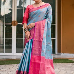 Anouk Floral Zari Silk Blend Kanjeevaram Saree-picture-19