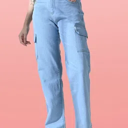 Mevan Women Classic Baggy Mid-Rise Stretchable Cargos Jeans-picture-23