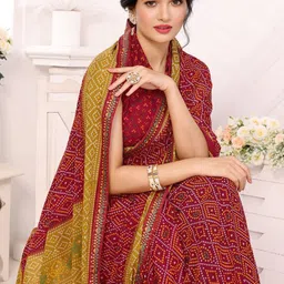priyashi Bandhani Printed Pure Georgette Saree image 3
