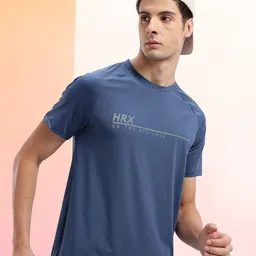 HRX by Hrithik Roshan Brand Logo Printed Raglan Sleeves Rapid-Dry Running T-shirt-picture-1