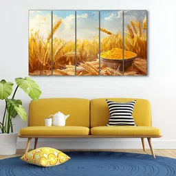 The Castle Decor Blue & White 5 Piece Wood Other Wall Paintings-image-93