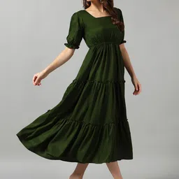 Raiyani Fashion Women Solid Square Neck Fit and Flare Dress-picture-43