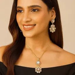 TJC 22K Gold-Plated American Diamond Studded Jewellery Set-picture-12