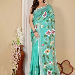 DipDiya Floral Printed Zari Taant Saree-picture-37