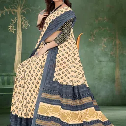 HERE&NOW Women Cotton Block Print Saree image 2