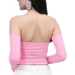 YANA FASHION Halter Neck Cold-Shoulder Crop Top image 4