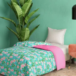 Portico Green & Pink Floral AC Room 120 GSM Single Bed Comforter-picture-35