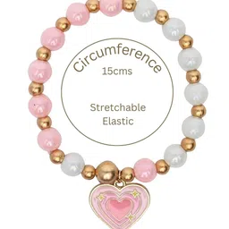 asthetika kids Asthetika Girls Artificial Beaded Heart Charm Bracelet image 2