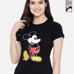 Dreambe Women Pack of 3 Mickey Mouse Graphic Printed Round Neck Cotton T-shirts-picture-32