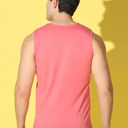 WOOSTRO Pack Of 2 Printed Combed Cotton Gym Vests -VWS26(RUN PEACH)(PLAIN PEACH) image 5