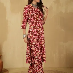 Anouk Rustic Women Floral Printed Regular Pure Cotton Kurta with Palazzos image 2