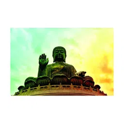 Inephos Green And Yellow Buddha Religious Printed Canvas Wall Art-image-39