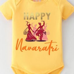 BLUSHES Infants Navaratri Text Printed Pure Cotton Bodysuit-picture-9
