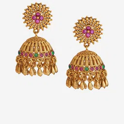 Kushal's Fashion Jewellery Ruby-Green Gold-Plated Ethnic Antique Jewellery Set image 5