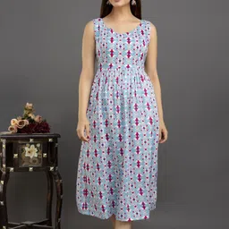 UNIFY FASHION Ethnic Motifs Printed V-Neck Sleeveless Fit And Flare Dress-picture-4