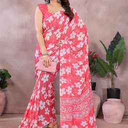 STYLETONE Floral Poly Georgette Saree image 4