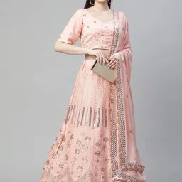 Fusionic Embellished Sequinned Semi-Stitched Lehenga & Blouse With Dupatta image 2