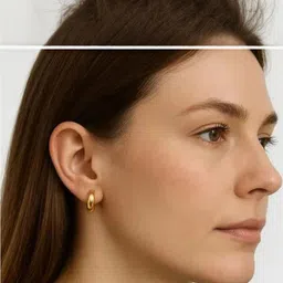 Accessoo Gold-Plated Oval Shaped Hoop Earrings image 2