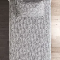 Home Centre Oxford Grey & Off White Printed Cotton 144 TC Single Bedsheet Set-2.28mx1.52m image 4