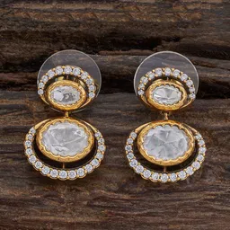 Kushal's Fashion Jewellery Kundan Studded Oval Drop Earrings-picture-49