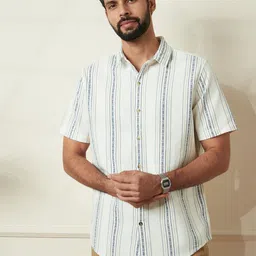 WROGN Men Comfort Slim Fit Spread Collar Vertical Striped Cotton Casual Shirt-picture-27