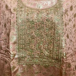 Glitzy Galz Floral Embroidered Zari Work Unstitched Dress Material image 2