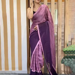 KALINI Striped Pure Chiffon Ready to Wear Saree image 2