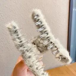 MADHAVWATCH Women Set of 3 Faux Fur Textured Hair Claw Clips image 5