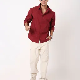 Blnk Men Relaxed Fit Solid Spread Collar Cotton Casual Shirt image 2