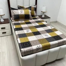 Pure Decor Lounge Fur Brown Printed 330TC Pure Cotton Single Bedsheet Set 1.73m x 2.36m-image-89