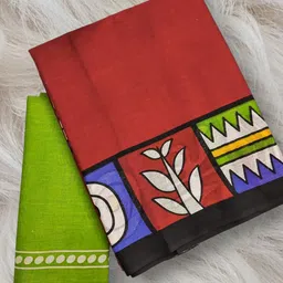 NIKATT PRISA Pure Cotton Block Print Saree With Blouse Piece image 5