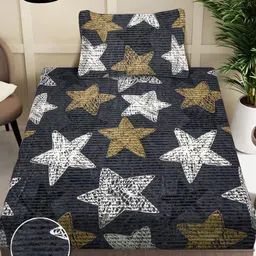 Myntra Elegant Homes Black & White Printed Woollen Single Bedsheet Set 2.2 m x 1.5 m image 3