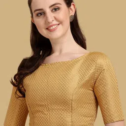 Oomph! Woven Design Boat Neck Saree Blouse-image-89