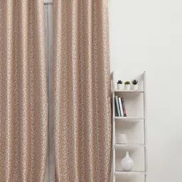Ariana Coffee Brown & Silver-Toned Floral Room Darkening Door Curtain-picture-39