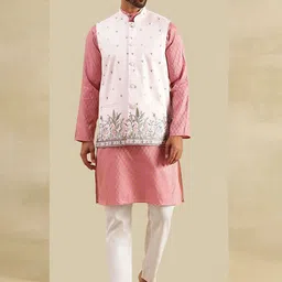SOJANYA Floral Printed Mandarin Collar StraightKurta With Pyjamas & Nehru Jacket-picture-29
