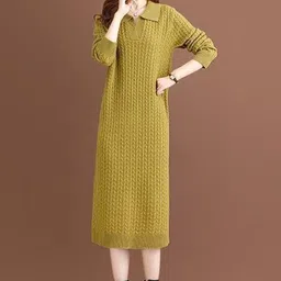 bebe Self Design Shirt Collar Jumper Dress-image-20