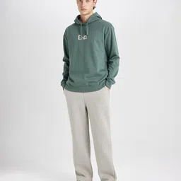 DeFacto Men Typography Printed Hooded Cotton Pullover image 4