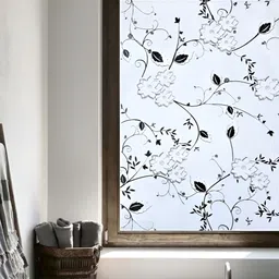 INDIAN ROYALS Black Flower Printed Self-Adhesive & Durable Window Sticker image 5