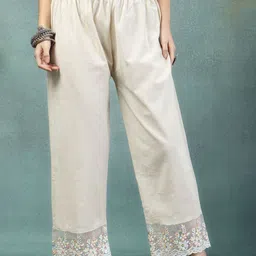 Moda Rapido Women Floral Embroidered Ethnic Straight Palazzos-image-98