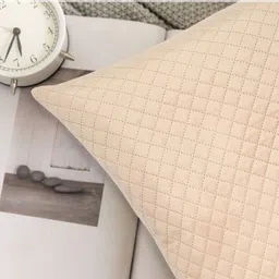 Tesmare Beige Set of 2 Geometric Velvet Square Cushion Covers image 5