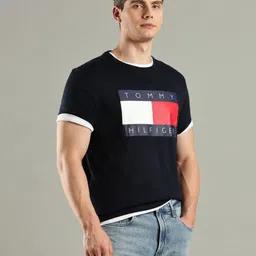 Tommy Hilfiger Brand Logo Printed Round Neck Short Sleeves Cotton Casual T-Shirt image 5