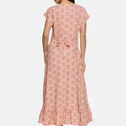 Nejo Women Floral Print Flared Sleeve Maternity Fit and Flare Dress image 4