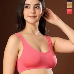 PAAVKI Pack Of 3 Full Coverage Non Padded Non-Wired Workout Bra-picture-16