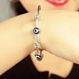 ISAMORA Stainless Steel Silver Plated Artificial Stones Studded Bangle-Style Bracelet image 4